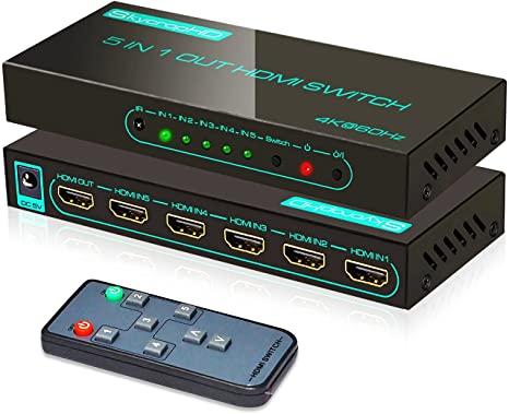 (Newest Version) 4K@60Hz HDMI Switch, SkycropHD 5 Port HDMI 2.0 Switcher with Remote Support Auto Switch, HDR10, Dolby Vision, Dolby Atmos, 18Gbps, CEC : Electronics - Amazon.com