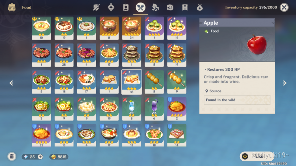 Food inventory - miHoYo Player Community