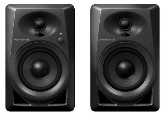 Front view of a pair of Pioneer DM-40 studio monitors
