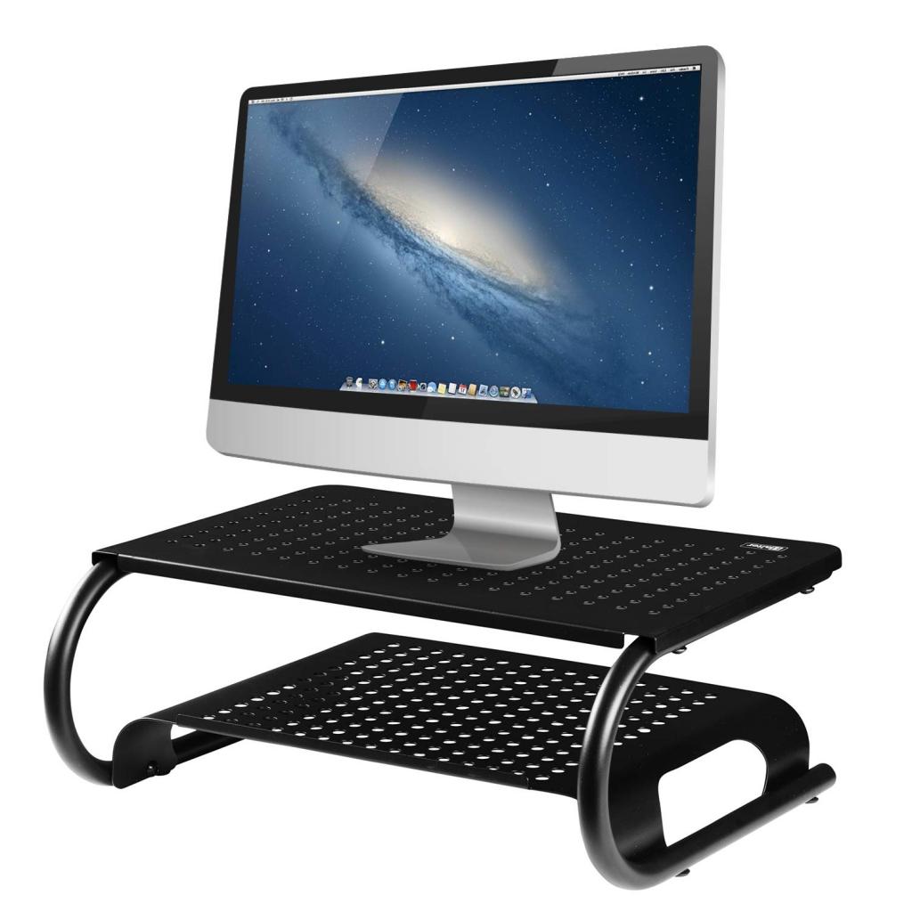 Halter LZ-500 Premium Vented Two Tier Metal Monitor Stand - 2 Tier Monitor Riser Laptop Stand w/Keyboard & Mouse Storage - Supports Up To 50 lbs (Black): Buy Online at Best Price