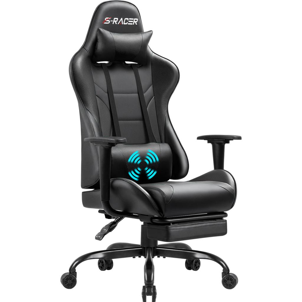 Homall Gaming Chair Office Chair High Back PU Leather Chair with Footrest, Blue - Walmart.com
