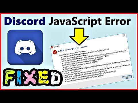 Discord JavaScript Error Windows 10 | A Fatal JavaScript Error occurred How to fix Discord API Error - YouTube