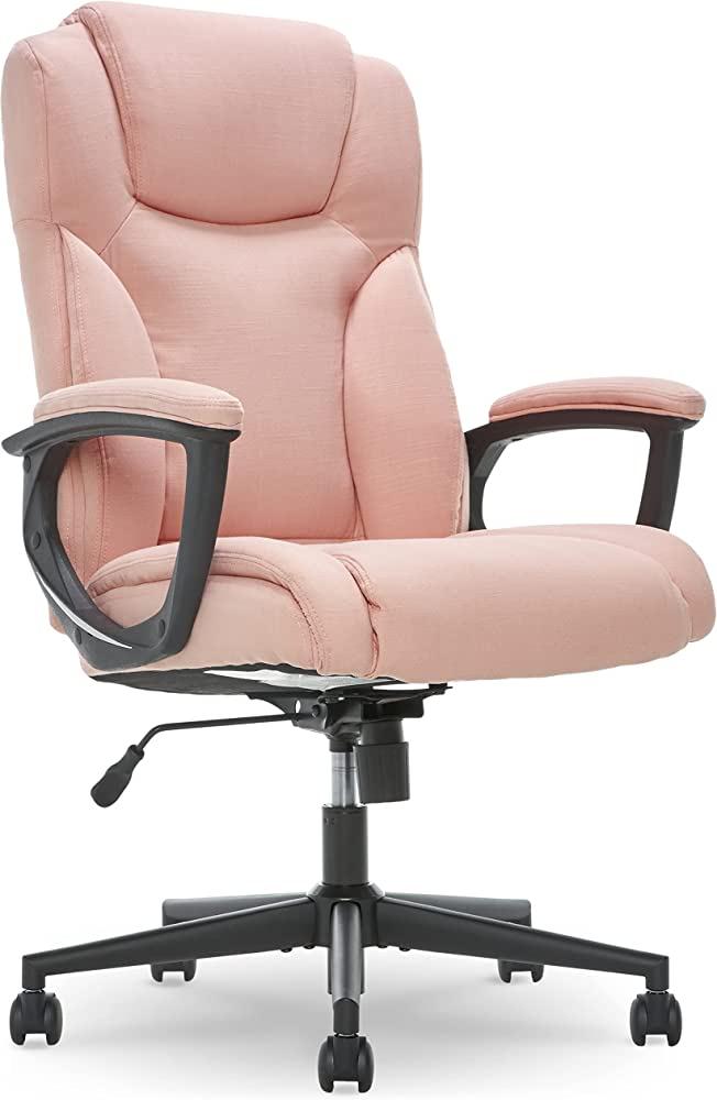 Amazon.com: Serta Executive High Back Office Chair with Lumbar Support Ergonomic Upholstered Swivel Gaming Friendly Design, Microfiber Harvard Pink : Home & Kitchen